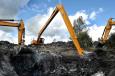 The JCB JS360 excavates the site of the  WWII Lancaster Bomber crash site